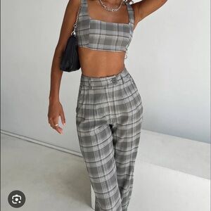 Princess Polly Huxley Set Grey Check